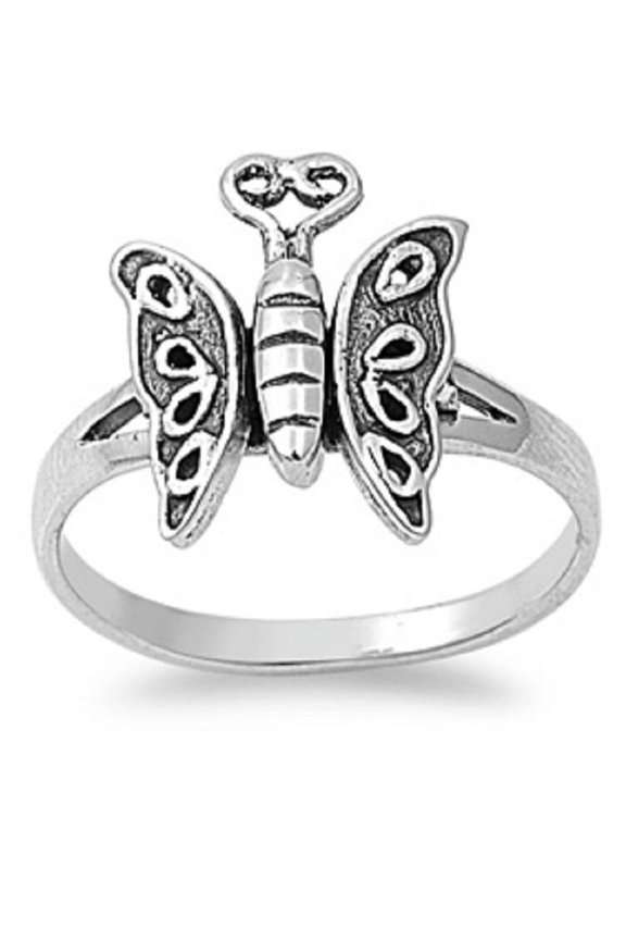 925 Sterling Silver Elf Fairy Butterfly Ring Size 6