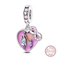 thumbnail image 1 of 925 Sterling Silver "Embrace Mom" Heart Charm - Pink Mother's Day Pendant for Bracelets - DIY Jewelry Gift, 1 of 30