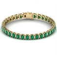 thumbnail image 1 of 925 Sterling Silver Emerald Bracelet, Yellow Gold Emerald Tennis Bracelet, Genuine Emerald Ovals and Diamond Bracelet, May Birthstone Gift, 1 of 2
