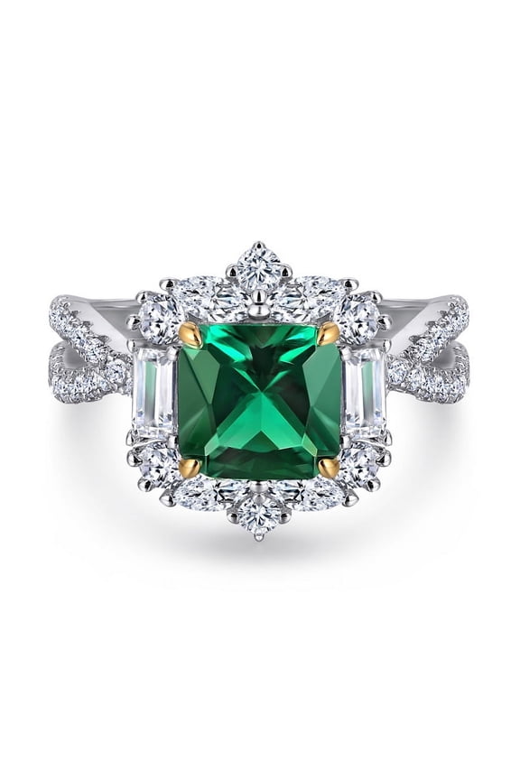 925 Sterling Silver Emerald Cubic Zirconia Engagement Promise Rings for Women Size 5-10