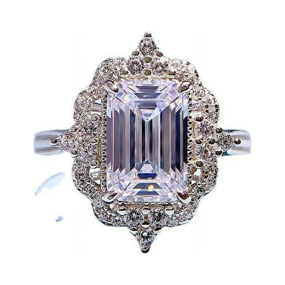 925 Sterling Silver Emerald Cut High Carbon Diamonds Gemstone Fine Jewelry Wedding Engagement Ring For Women