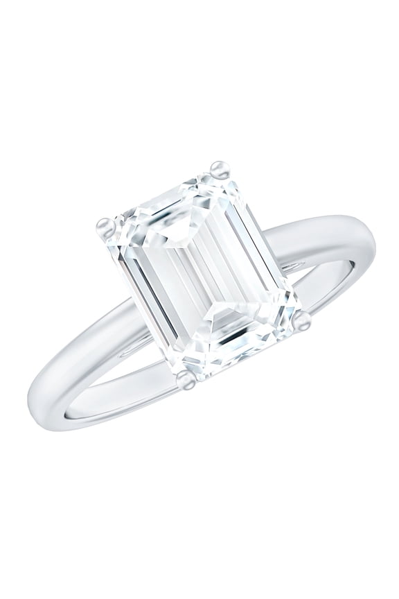 925 Sterling Silver Emerald Cut Moissanite Solitaire Engagement Ring for Women