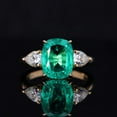 thumbnail image 1 of 925 Sterling Silver Emerald Engagement Ring, Emerald Ring, Cushion Cut Emerald Back To School Ring For Her, Antique Promise Ring, Minimalist Ring, 1 of 4