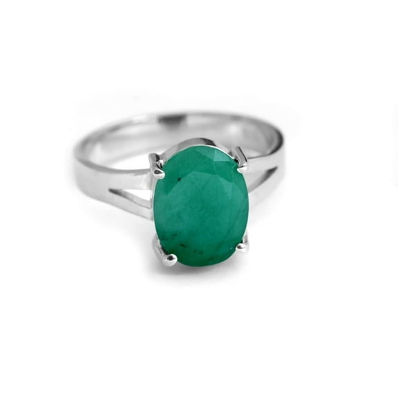 925 Sterling Silver Emerald Gemstone Oval Shape Women Ring Christmas Gift , Engagement ,Ring