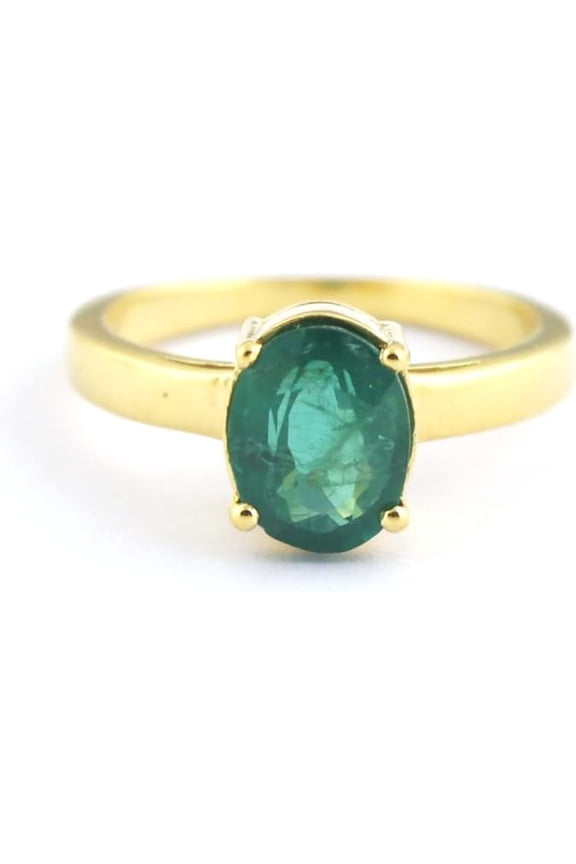 925 Sterling Silver Emerald Quartz Oval Stackable Ring For Unisex Graduation Gift For Her Fathers Day Gift For Him