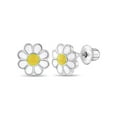 thumbnail image 1 of 925 Sterling Silver Enamel Daisy Screw Back Earrings for Toddler Girls Flower, 1 of 9