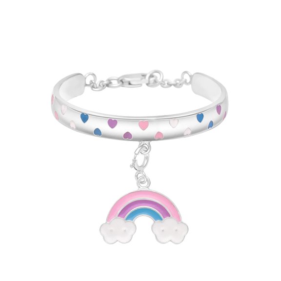 925 Sterling Silver Enamel Rainbow With Clouds Charm Bracelet For Women Jewelry
