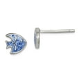 thumbnail image 1 of 925 Sterling Silver Enameled Blue Animal Sealife Fish Post Earrings 6.4x6.5mm Wide Stud Earring for Women, 1 of 2