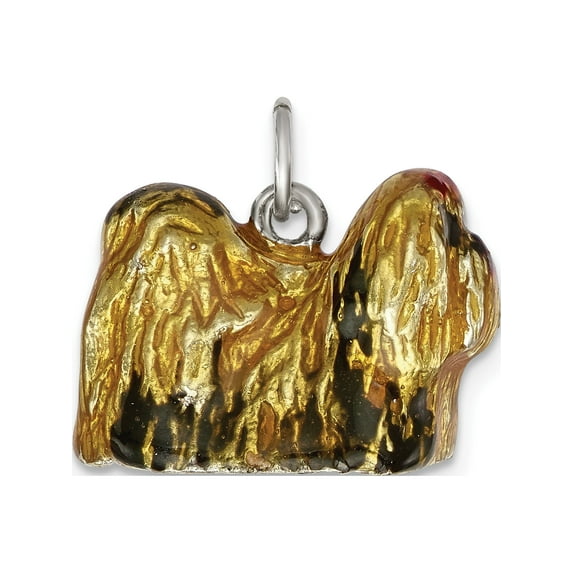 925 Sterling Silver Enameled Full Shih Tzu (20x14mm) Pendant / Charm