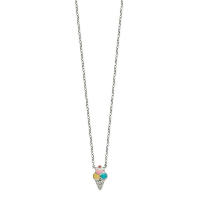 925 Sterling Silver Enameled Ice Cream Cone With 2inch Extension ...