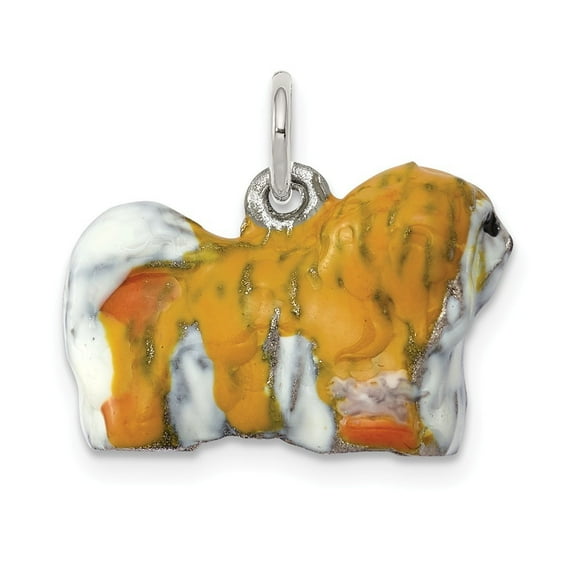 Sterling Silver Enameled Lhasa Apso Charm - 6.4 Grams - Measures 13x17mm Wide