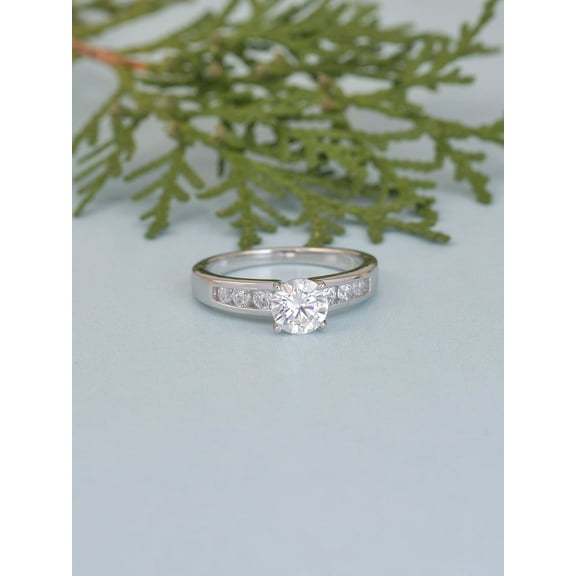 925 Sterling Silver Engagement Ring, Moissanite Ring, April Birthstone Ring, Silver Vintage Ring for Women