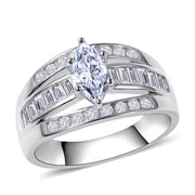 SHOP LC DELIVERING JOY 925 Sterling Silver Engagement Rings Rhodium Plated Cubic Zirconia CZ Wedding Promise Rings for Her Wedding Band for Women Jewelry Ct 2.9 Size 9 Birthday Gifts for Women