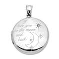 thumbnail image 1 of 925 Sterling Silver 20mm Diamond I Love You To The Celestial Moon and Back Round Locket Locket Necklace for Women, 1 of 2