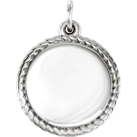 925 Sterling Silver Engravable Polished Engravable Round Rope Pendant Necklace Pendant for Women