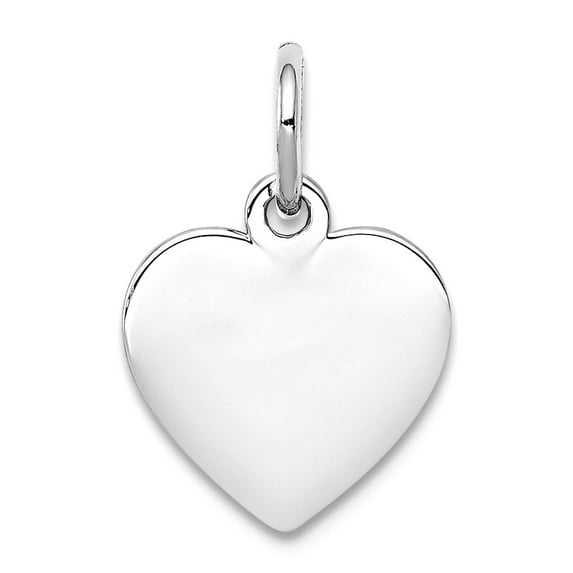 925 Sterling Silver Engraveable Love Heart Disc Charm 15x10mm Wide Pendant Necklace for Women
