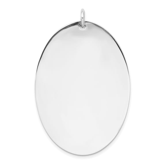 925 Sterling Silver Engraveable Oval Polished Front, Satin Back Disc Charm Pendant