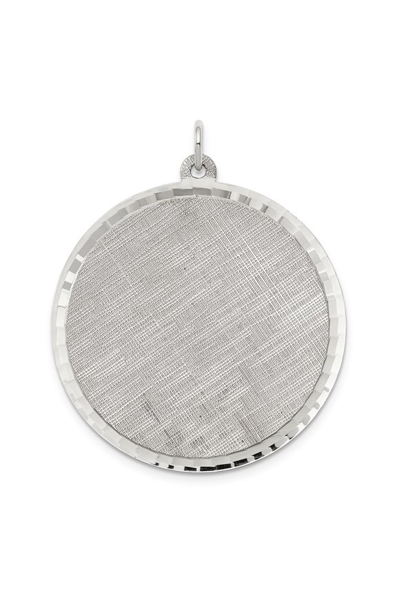 925 Sterling Silver Engraveable Round Shape Patterned Front Satin Back Disc Pendant Fine Jewelry For Women Gifts For Her