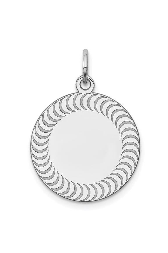 925 Sterling Silver Engraveable Round Shape Patterned Front Satin Back Disc Pendant Fine Jewelry For Women Gifts For Her