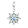 thumbnail image 1 of 925 Sterling Silver Engraved Snowflake Dangle Charm for Bracelet Charms Bangle Pendant Jewelry, 1 of 5