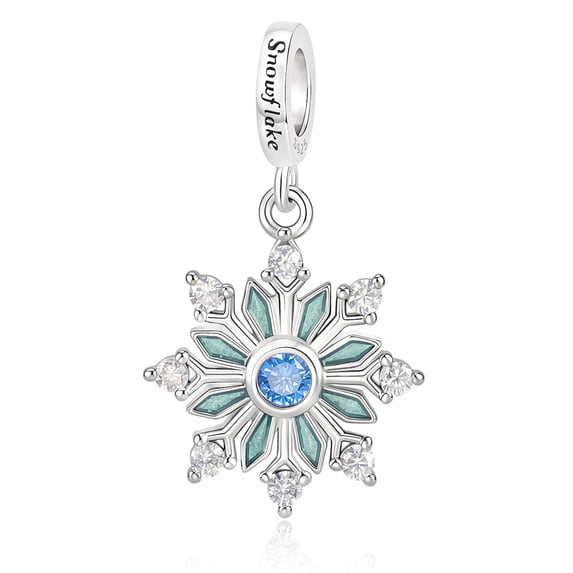 925 Sterling Silver Engraved Snowflake Dangle Charm for Bracelet Charms Bangle Pendant Jewelry