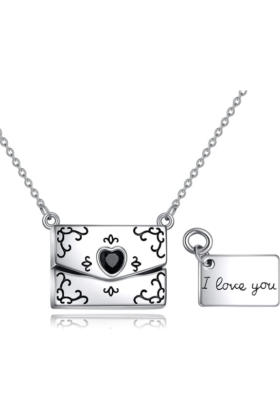 925 Sterling Silver Envelope Necklace Romantic Love Letter Pendant Necklace Sentimental Secret Message Jewelry Gifts for Women Men