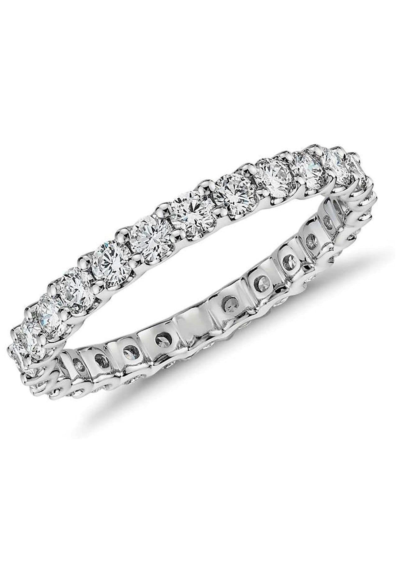 925 Sterling Silver Eternity Band / 2MM Round Brilliant Cut Cubic