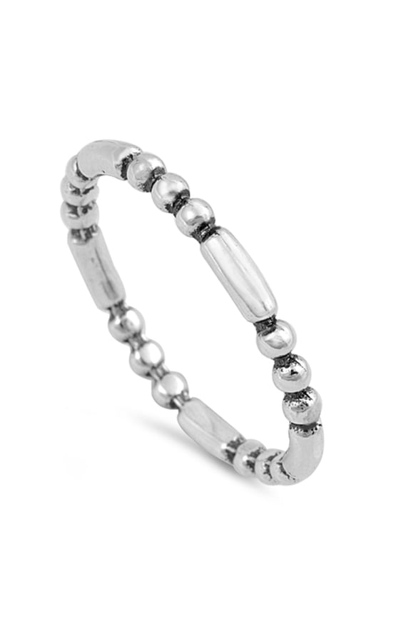 925 Sterling Silver Eternity Beads And Bars Ring Size 8