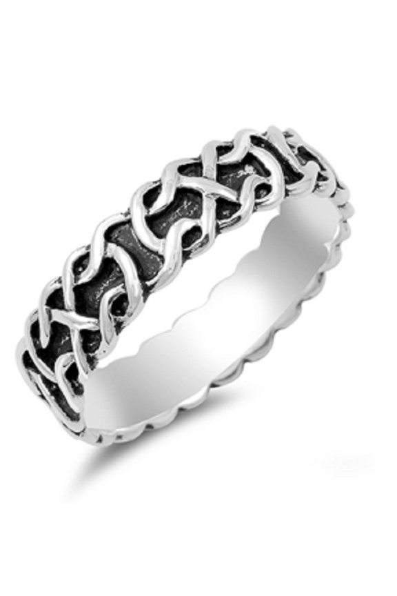 925 Sterling Silver Eternity Celtic Knot Ring Size 10