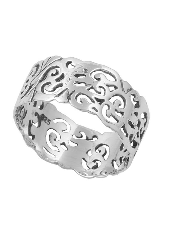 925 Sterling Silver Eternity Filigree Op Art Ring Size 6