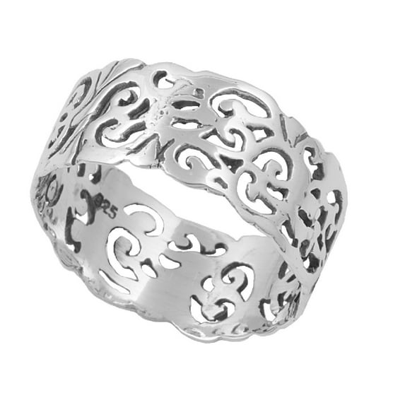 925 Sterling Silver Eternity Filigree Op Art Ring Size 7