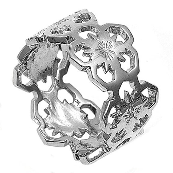 925 Sterling Silver Eternity Gerberas Flower Ring Size 6