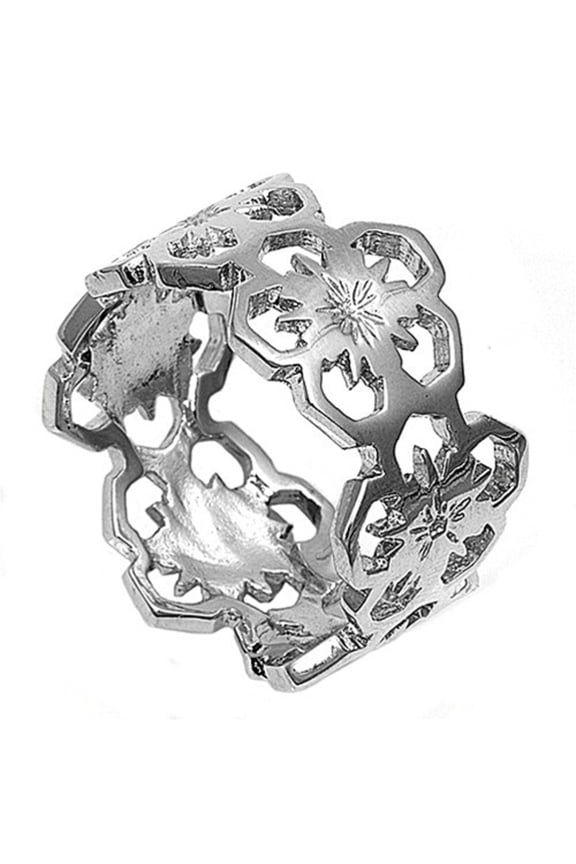 925 Sterling Silver Eternity Gerberas Flower Ring Size 6