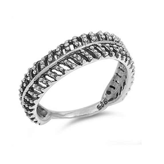 925 Sterling Silver Eternity Leaf Fashion Ring Size 8