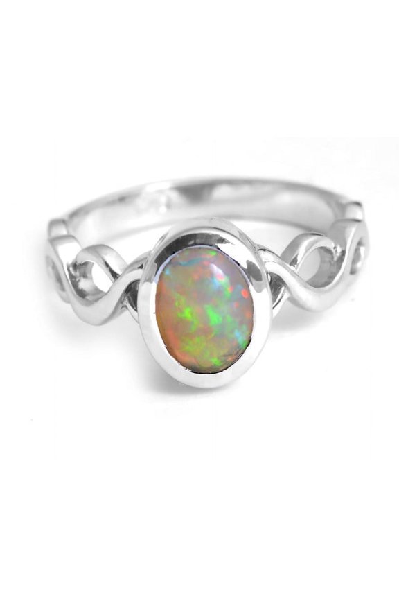 925 Sterling Silver Ethiopian opal Gemstone Oval Shape Women Ring Christmas Gift , Engagement ,Ring
