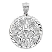 925 Sterling Silver Evil Eye Medallion, All Seeing Eye Pendant for Necklace, Protection Jewelry for Him or Her