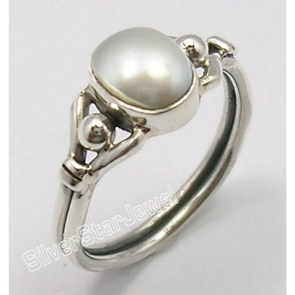 925 Sterling Silver Exclusive Aaa Fresh Water Pearl Astonishing Ring Size 5