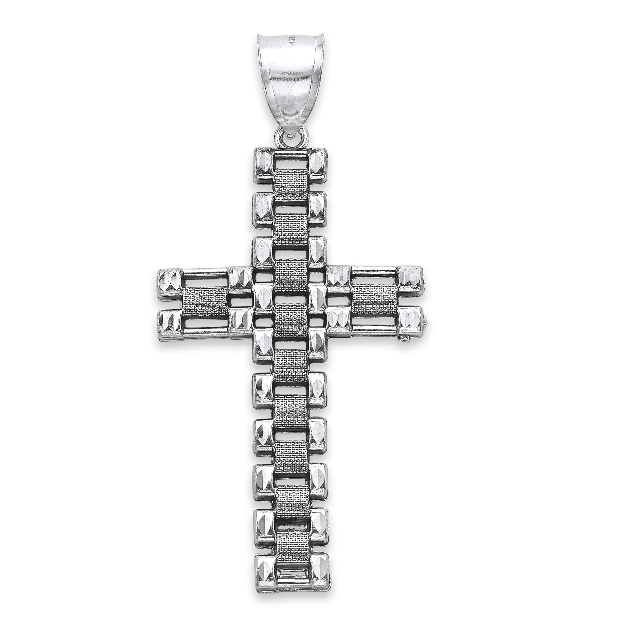925 Sterling Silver Extra Large Chain Link Cross Pendant for