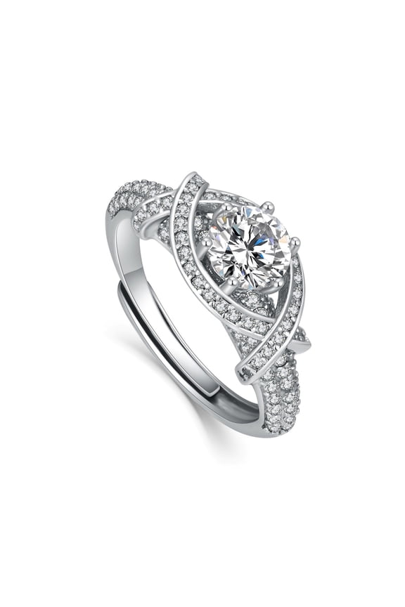 925 Sterling Silver Eye of Light Moissanite Ring for Women, Evil Eye Design with Pave Setting, Anniversary Wedding Jewelry with Drawer Style Box