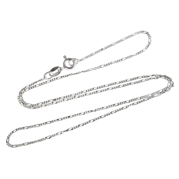 925 Sterling Silver FIGARO Chain Necklace 1mm 925 Italy 16", 18", 20", 24" NEW