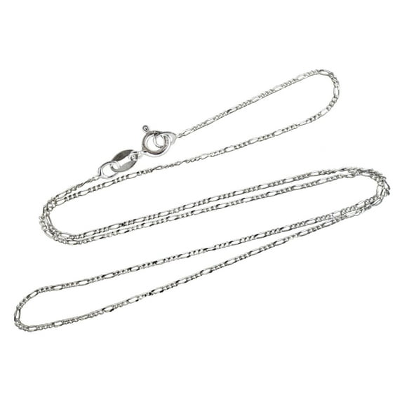 925 Sterling Silver FIGARO Chain Necklace 1mm 925 Italy 16", 18", 20", 24" NEW