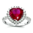 thumbnail image 1 of 925 Sterling Silver Faceted 100-facet Simulated Ruby and Cubic Zirconia Love Heart Ring Size 7 14.75mm Wide Statement Ri, 1 of 2