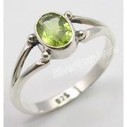 SILVERSTARJEWEL 925 Sterling Silver Faceted Green Peridot Gemstone Ring Size 5 Christmas Eve