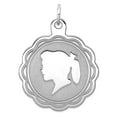 thumbnail image 1 of 925 Sterling Silver Faceted Polished Laser Etched Engraveable Disc Charm 29x23mm Wide Pendant Necklace for Women, 1 of 2
