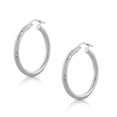 thumbnail image 1 of 925 Sterling Silver Faceted Round Hoop Earrings, 1", 1 of 3
