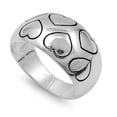 thumbnail image 1 of 925 Sterling Silver Fanciful Heart Inscribed Ring Size 6, 1 of 3