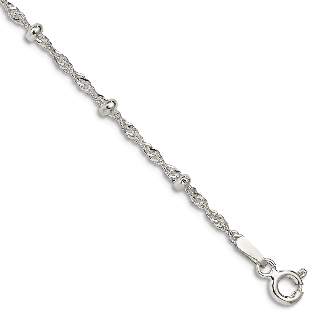 925 Sterling Silver Fancy Lobster Closure 2.50mm Fancy Anklet 10 Inch Anklet for Women - 2.3 Grams