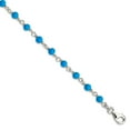 thumbnail image 1 of 925 Sterling Silver Fancy Lobster Closure Blue Stone Polished Bracelet Link-Bracelet for Women, 1 of 2
