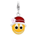 thumbnail image 1 of 925 Sterling Silver Fancy Lobster Closure Enameled Face With Flower Hat W Lobster Clasp Charm 32x15mm Wide Pendant Neckl, 1 of 2
