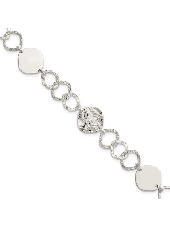 925 Sterling Silver Fancy Lobster Closure Polished and Textured-Fancy Link Bracelet 15mm Wide - Jewelry Gift for Mom
